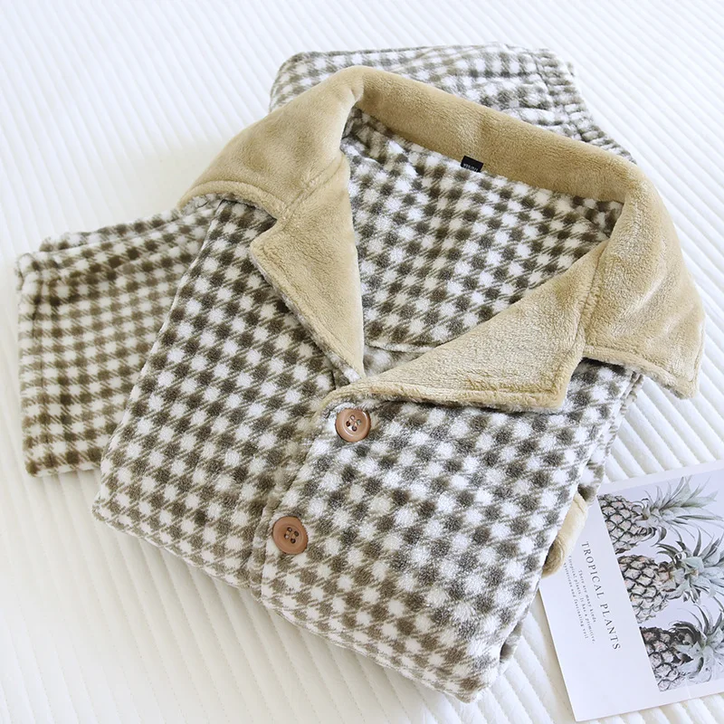 

Pajamas And Flannel Service Thickened Men's Winter Fdfklak 2022 Home Winter Suit Warm New Coral Fleece Autumn Plus Velvet