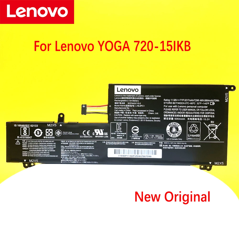 Новый оригинальный аккумулятор для ноутбука Lenovo YOGA 720-15IKB 720-15IKB-80X7 720-15IKB-80X70091GE L16C6PC1 L16M6PC1 L16L6PC1