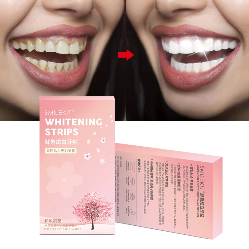

Sakura Teeth Whitening Strips Dentistry Tool Bleach Removes Plaque Stain Tooth Bleaching Brighten Cleaning Teeth Whitener 14Pcs