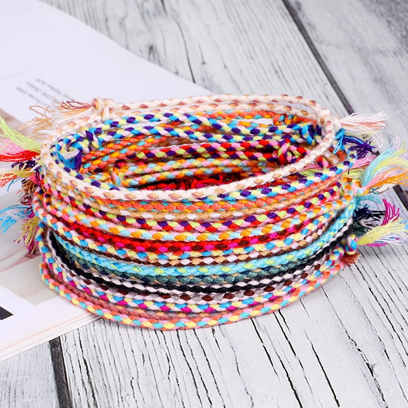 

New Boho Four Strand Color Handmade Waterproof Woven Thread Wrap Bracelet Simple Rope Knot Bracelet Friendship Bracelets Unisex