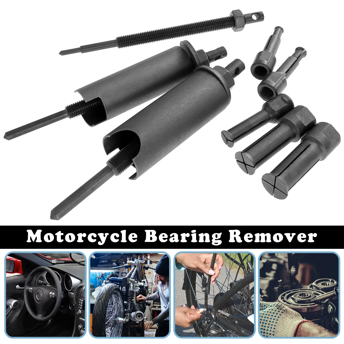 

new 8pcs Motorcycle Wheel Bearing Puller Tool Kit 0.36"-0.9" Motorcycle Internal Bearing Removal Tool Kit Wheel Bearing Remover