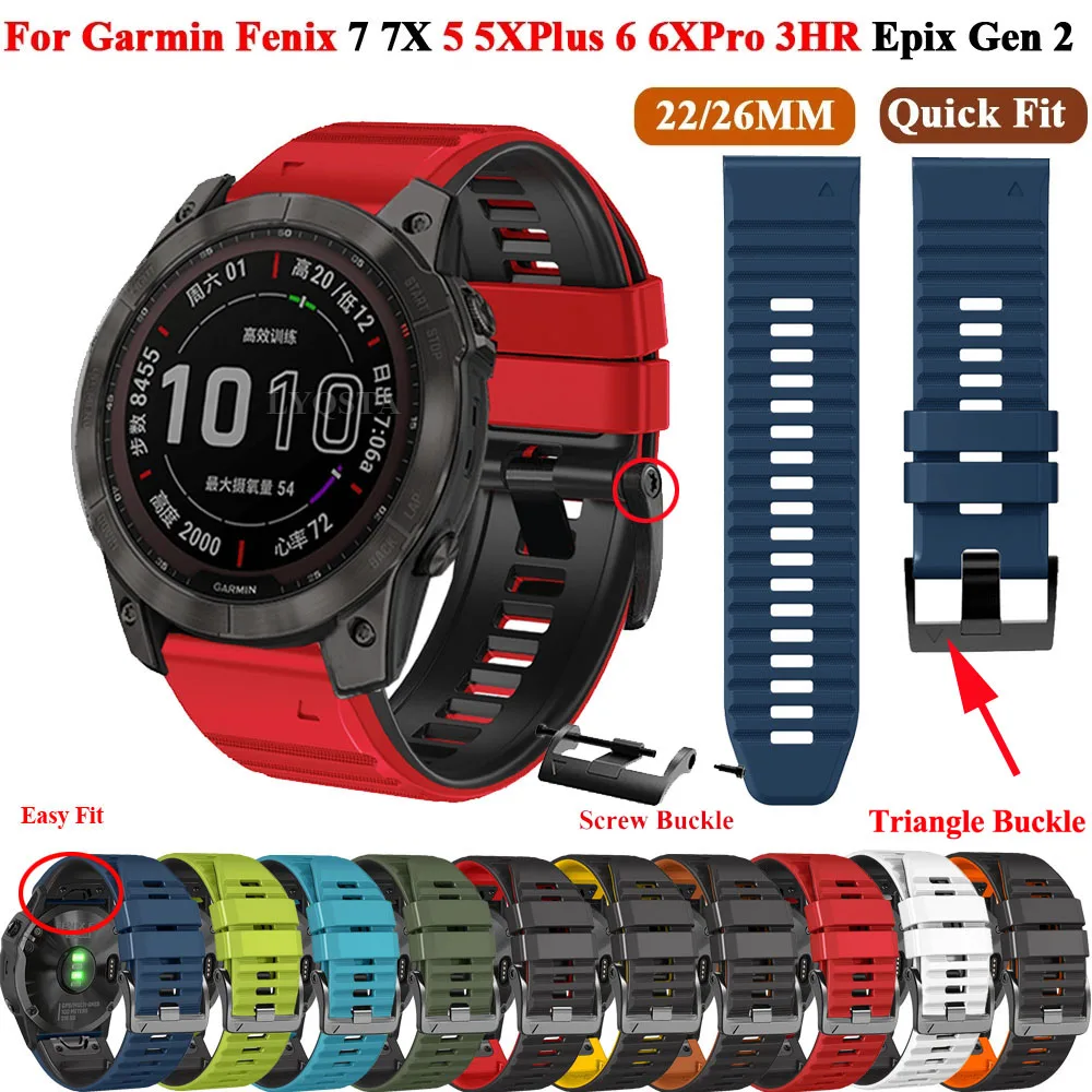

22 26mm Quickfit Silicone Watchband For Garmin Fenix 6X 6 Pro 7X 7 5 5X Plus 3HR Epix Gen 2 Bracelet 935 945 Tactix 7 Pro Strap