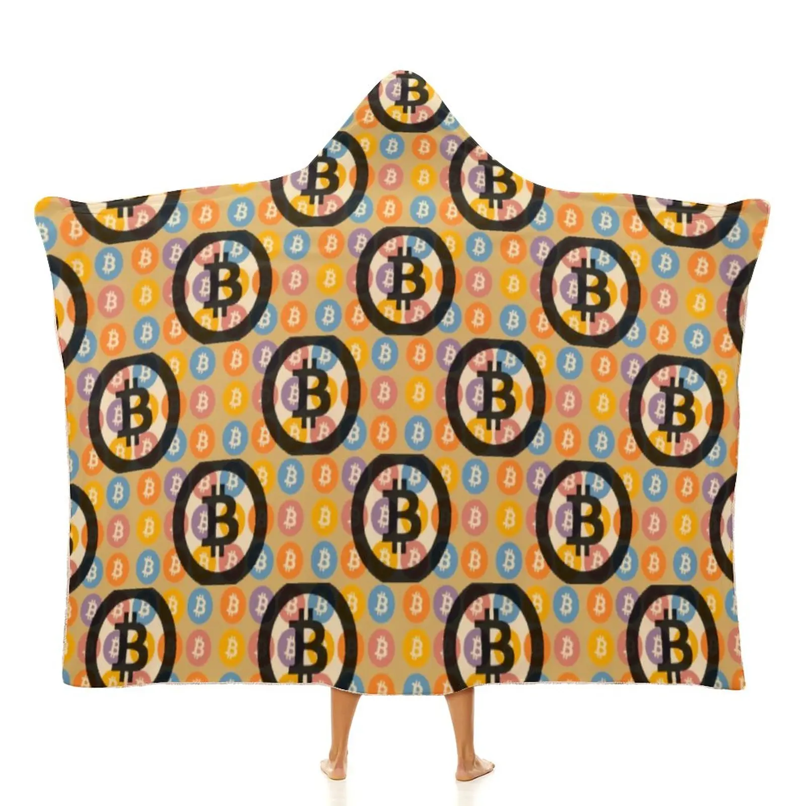 

Черное мягкое фланелевое одеяло с капюшоном, в стиле ретро