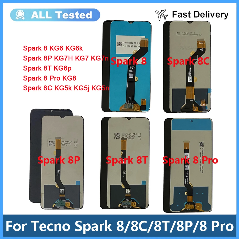 Фото Для Tecno Spark 8 KG6 ЖК-дисплей с сенсорным экраном и дигитайзером Tecno Spark 8C KG5k ЖК-дисплей для Tecno KG7 Spark 8P 8T Spark 8 Pro KG8 LCD №1
