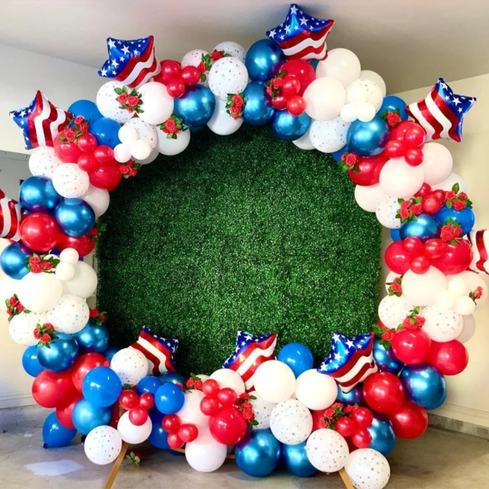 

115pcs Red White Blue Balloons Garland Arch Patriotic 4th of July Balloons Independence Veterans Memorial Day Party Decorations