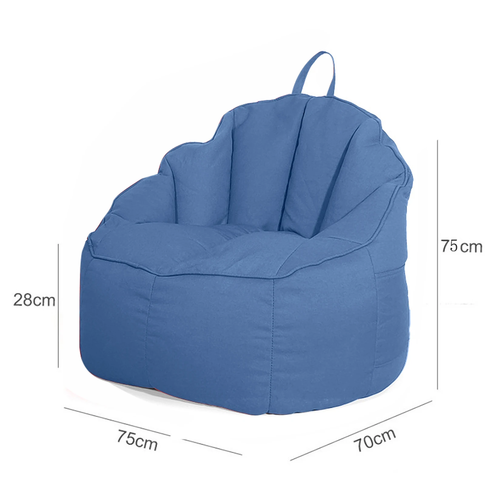 Мягкое кресло-мешок со съемным чехлом темно-синий однотонный диван-спинка в