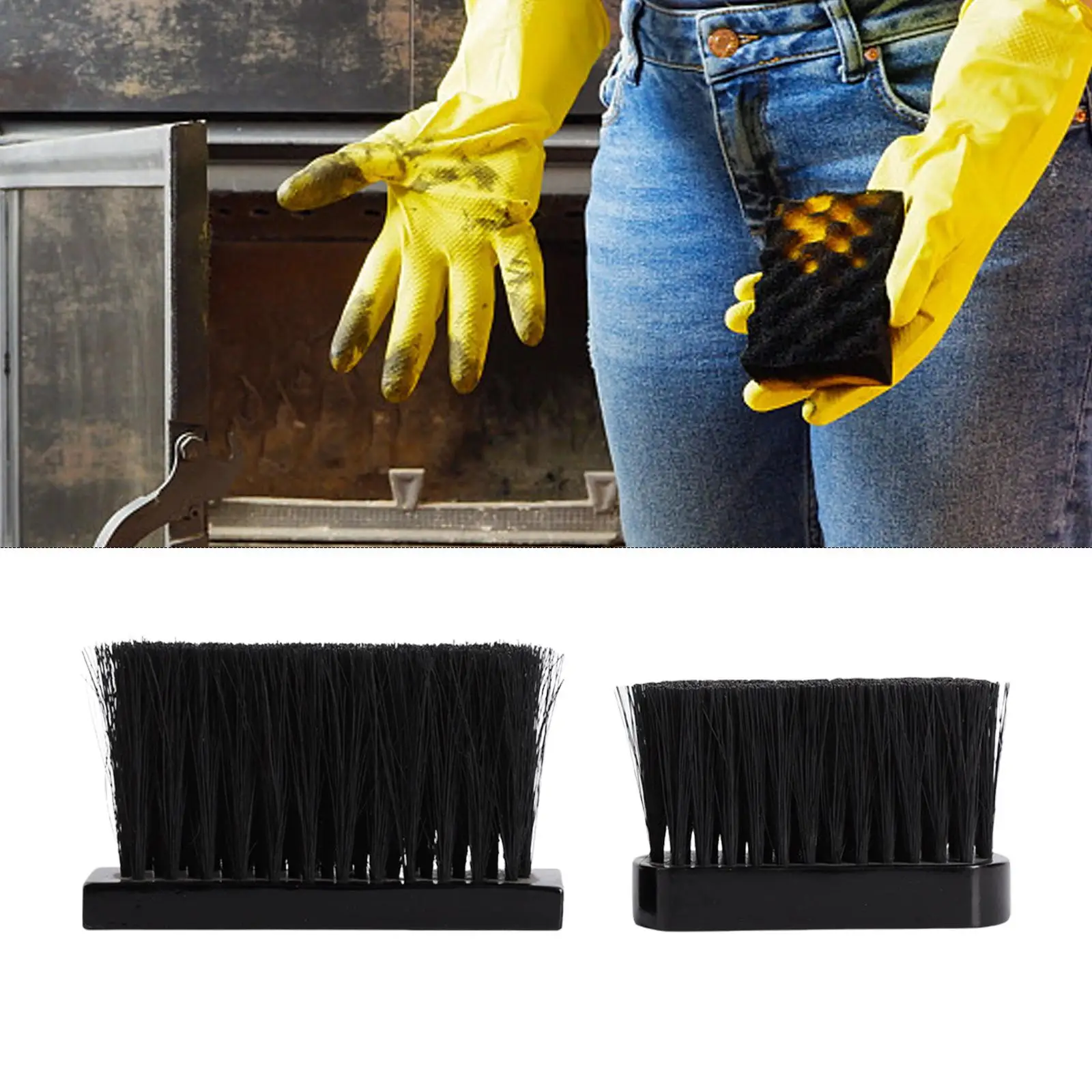 

2Pcs Fireplace Brush with Wooden Handle Oblong Replacement Chimney Spare Hearth