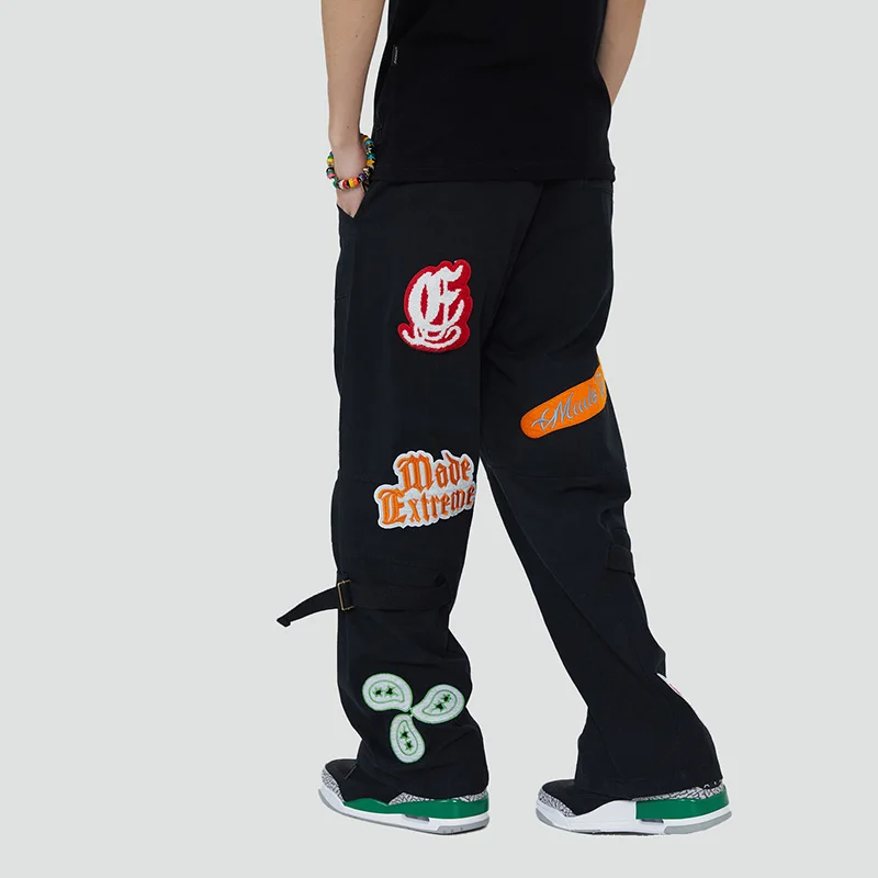 Hip Hop Camouflage Embroidery Casual Jeans Trousers Loose Cargo Harakuju Denim Pants For Male Patchwork Streetwear