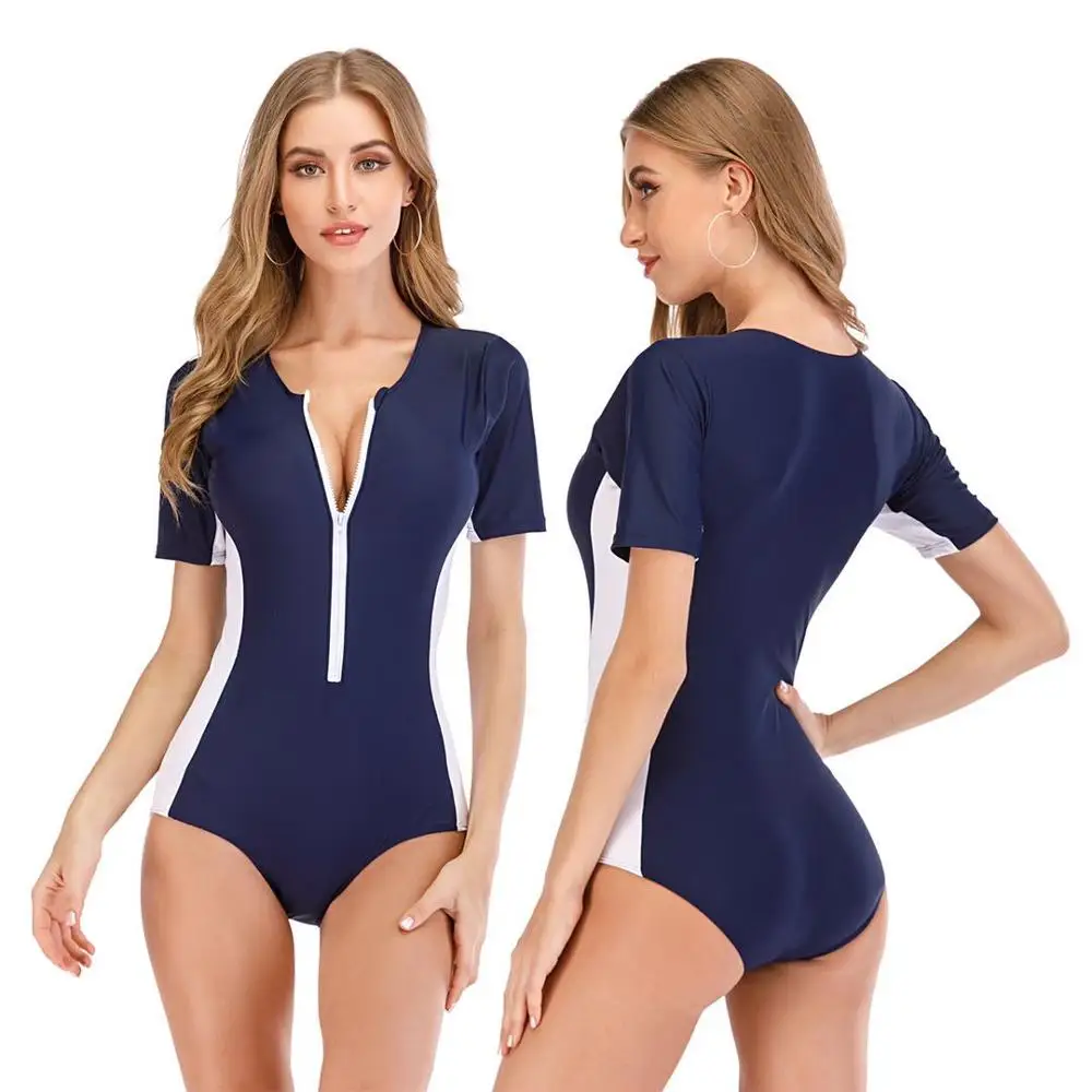 

New 2022 Good Sexy Swimsuit Rash Guard women Short Sleeve Swimwear Rashguard Surfing One Piece Swimsuit surf swimming Suit