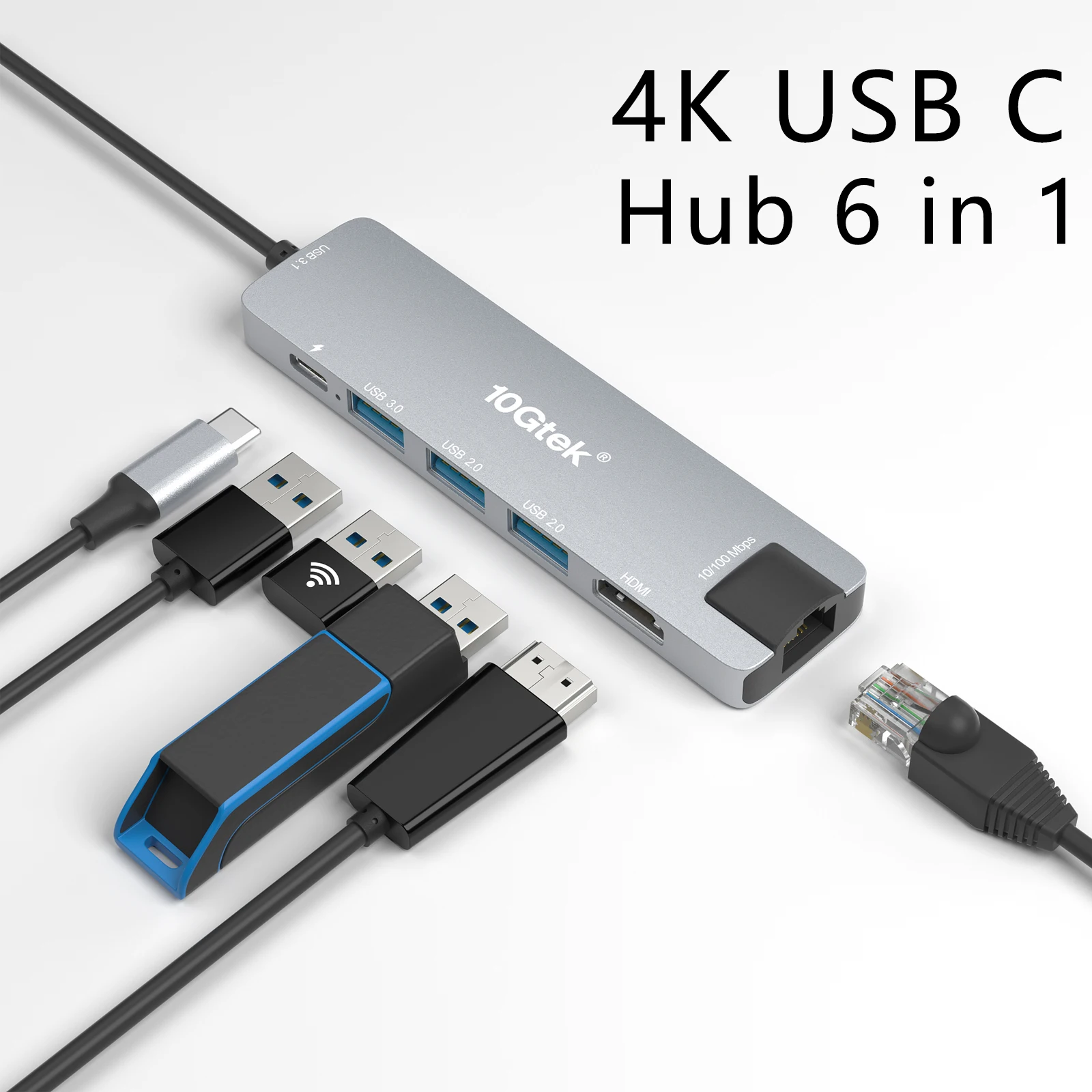 

USB C Hub 6 in 1 USB C to HDMI Multiport Adapter
