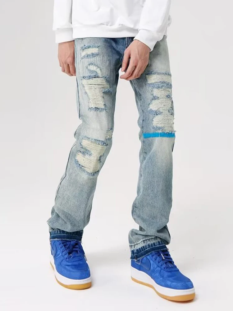 Y2K Men's Jeans Trendy New Style Youth Popular Artistic Loose Straight-Leg Summer Long Pants Washed Menswear Mens Jeans Denim