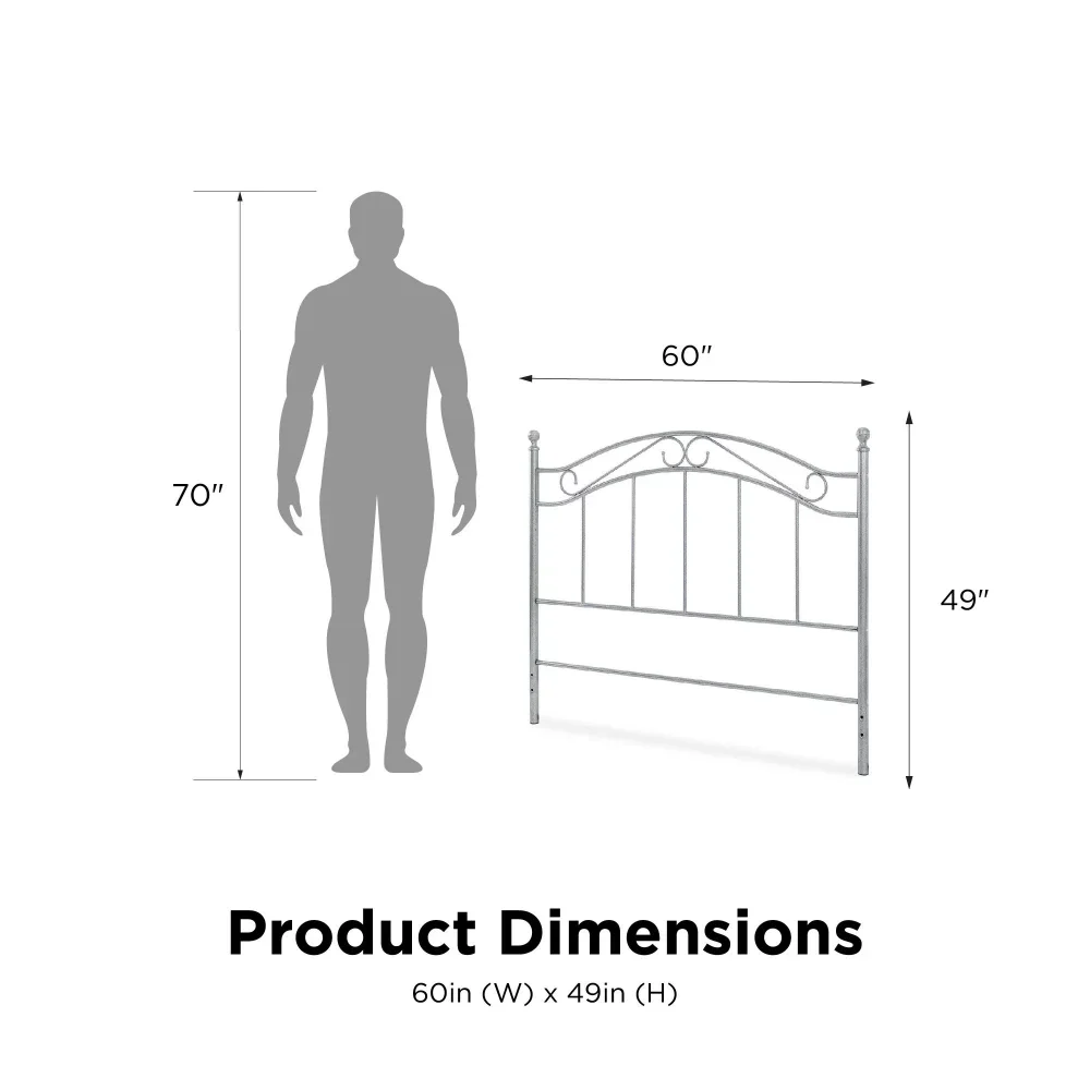 Металлическое изголовье Mainstays Full/Queen с нежной детализацией черное