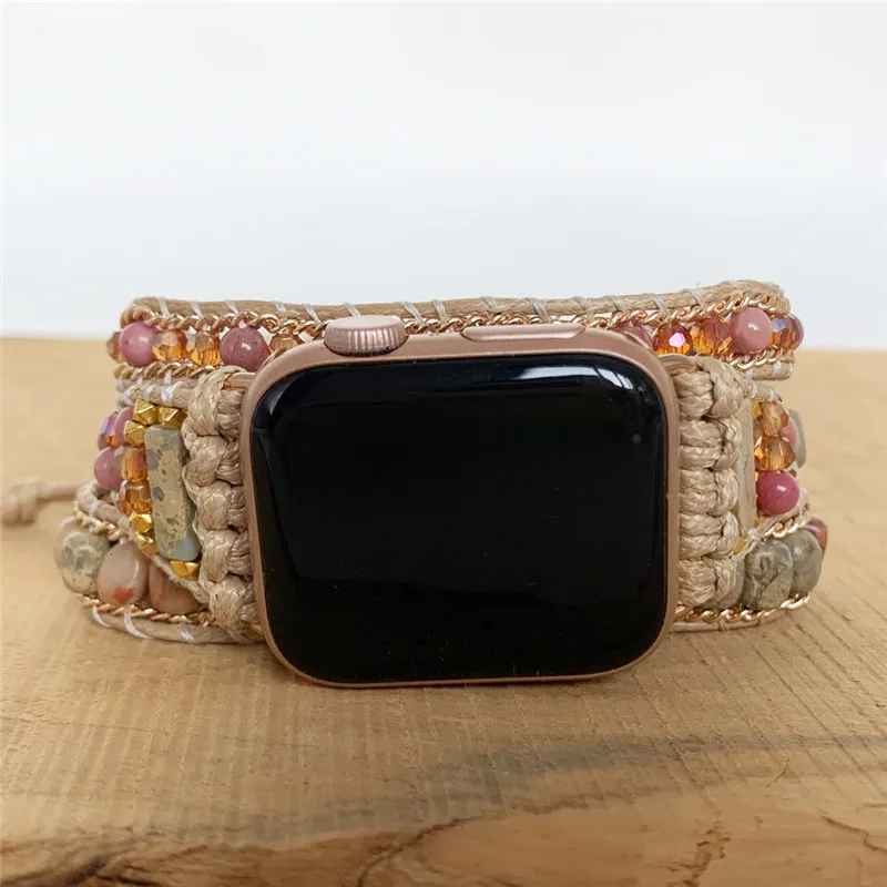 Модный богемный многослойный браслет из натурального камня для Apple ремешки часов