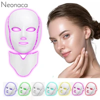 led facial mask 7 color skin rejuvenation led photon face mask with neck light therapy acne wrinkle remove treatment beauty mask