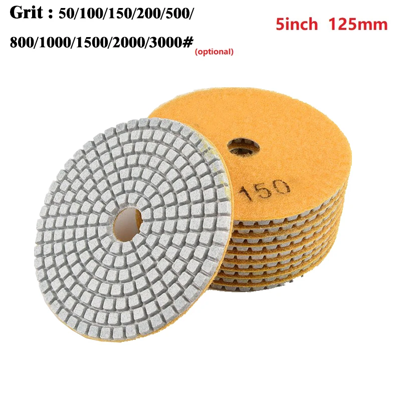 5 Inch 125mm Dry/Wet Diamond Polishing Pads Flexible Grinding Discs For Granite Marble Concrete Stone Sanding Discs Grinding