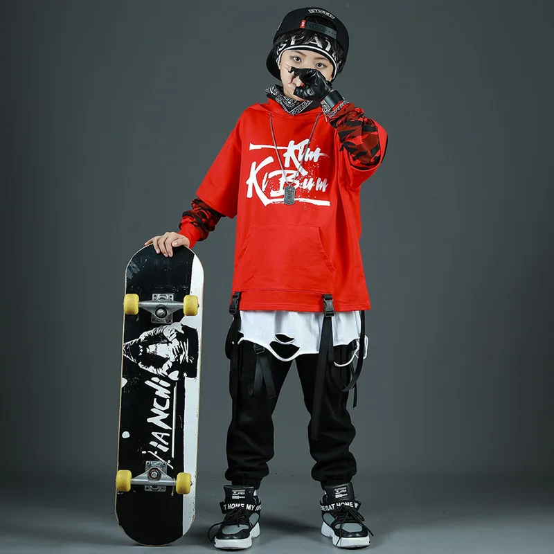 

Детские спортивные комплекты, толстовка с капюшоном и штаны, уличная одежда для мальчиков и девочек, модный Свободный Повседневный свитшот в стиле хип-хоп, штаны, детский спортивный костюм