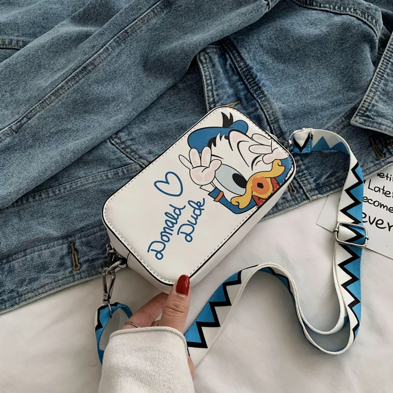 Disney Women Bag Girls Shoulder Bag Crossbody Bag Cute Cartoon Mickey Mouse Donald Duck Print Baby Phone Bag Mini Coin Purse