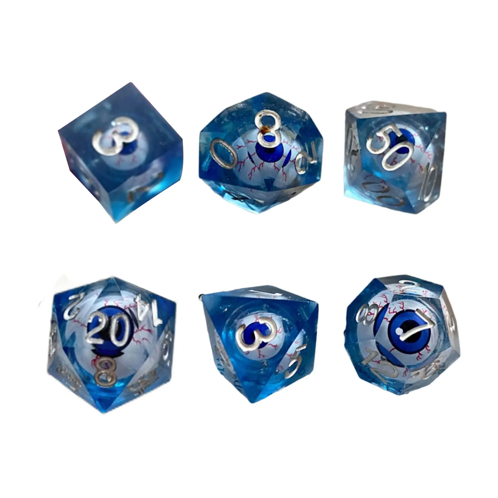 

7pcs Eyes Liquid Core Handmade Dice Resin Dnd Dice Set D&D Dungeon And Dragon Handmade Polyhedral Dice Set
