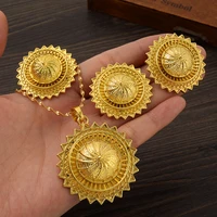 ethiopian big gold jewelry set necklace classic fashion ethiopia gold eritrea set for womens habesha wedding party gift