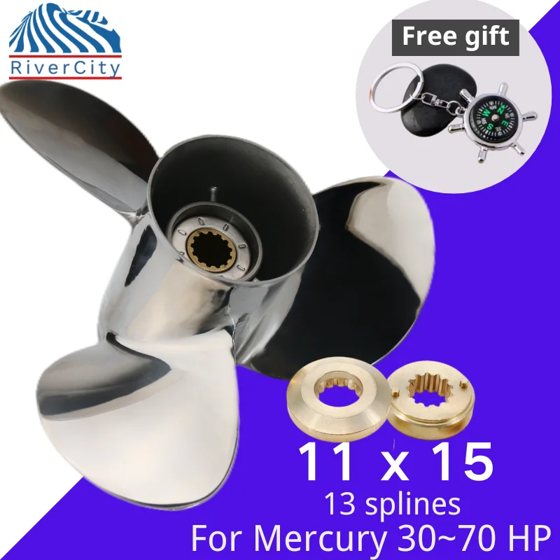 Лодочный пропеллер 11x15 для Mercury 25hp 30hp 35hp 40hp 45hp подвесной винтовой лодочный мотор из нержавеющей стали пропеллер 3 Лопасти 13 spline Лодочный пропеллер 11x15 для Mercury 25hp 30hp 35hp 40hp 45hp подвесной винтовой лодочный мотор из нержавеющей стали пропеллер 3 Лопасти 13 spline