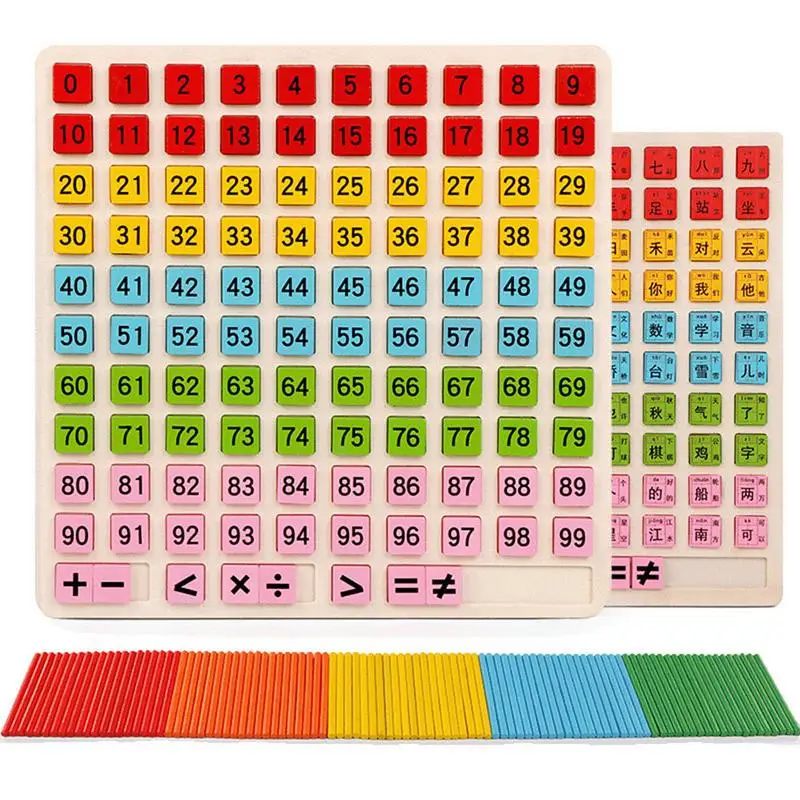 

Four Operations Math Board Game Wooden Montessori Kids Learning Educational Toys Math Counting Hundred Board Interactive Toy