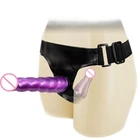 Реалистичный двухсторонний фаллоимитатор, женская секс-игрушка, ремешок на резинке с ремнем для лесбиянок, носимый большой член