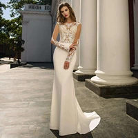 lace long sleeves mermaid wedding dresses 2021 appliques high neck robe de mari%c3%a9e sir%c3%a8ne for women vestido de noiva bridal gowns