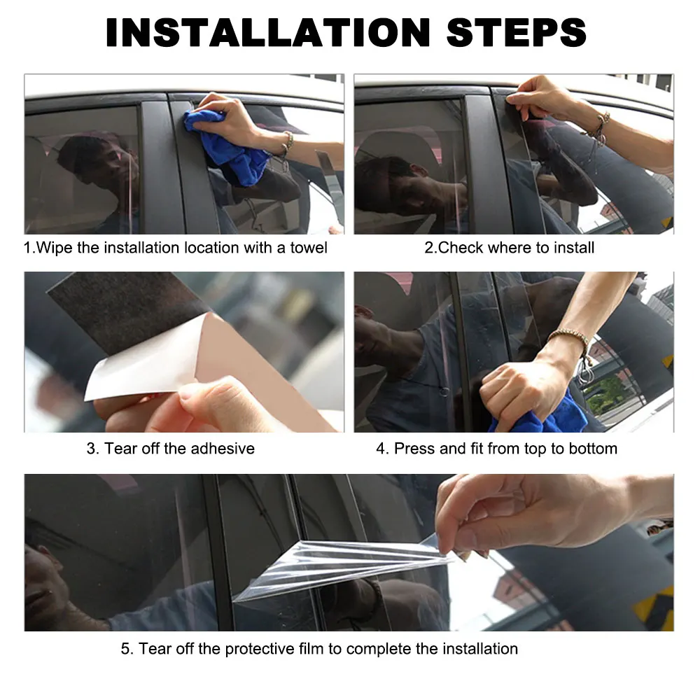 Глянцевые черные столбы для автомобильных дверей окон отделочные накладки