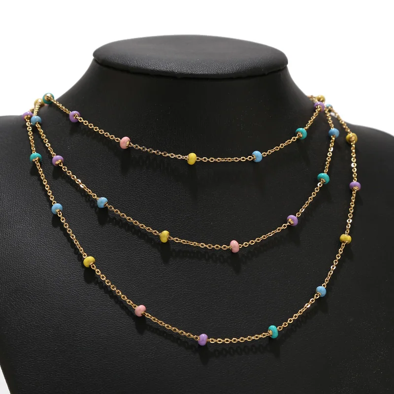 Золотая цепочка из нержавеющей стали шириной 3 5 мм звено кабеля эмалированных