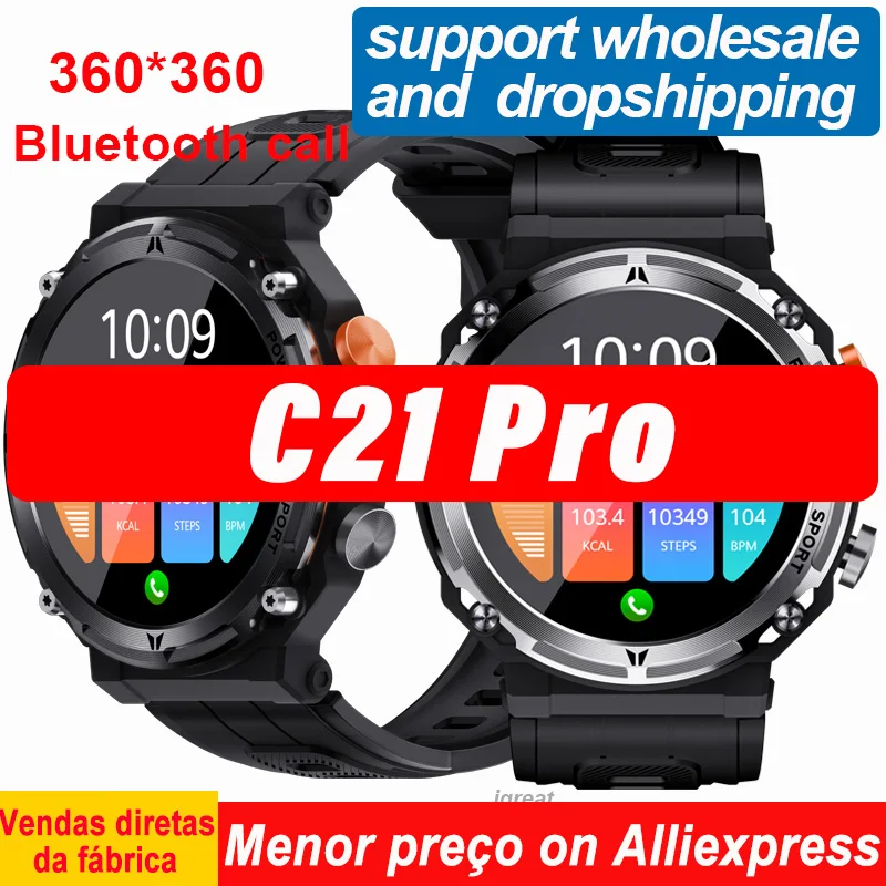 

Original C21 PRO Smart Watch Men 1.39inch 360*360 Screen Bluetooth Call Heart Rate Voice Assistant IP68 100+ Sport Smartwatch