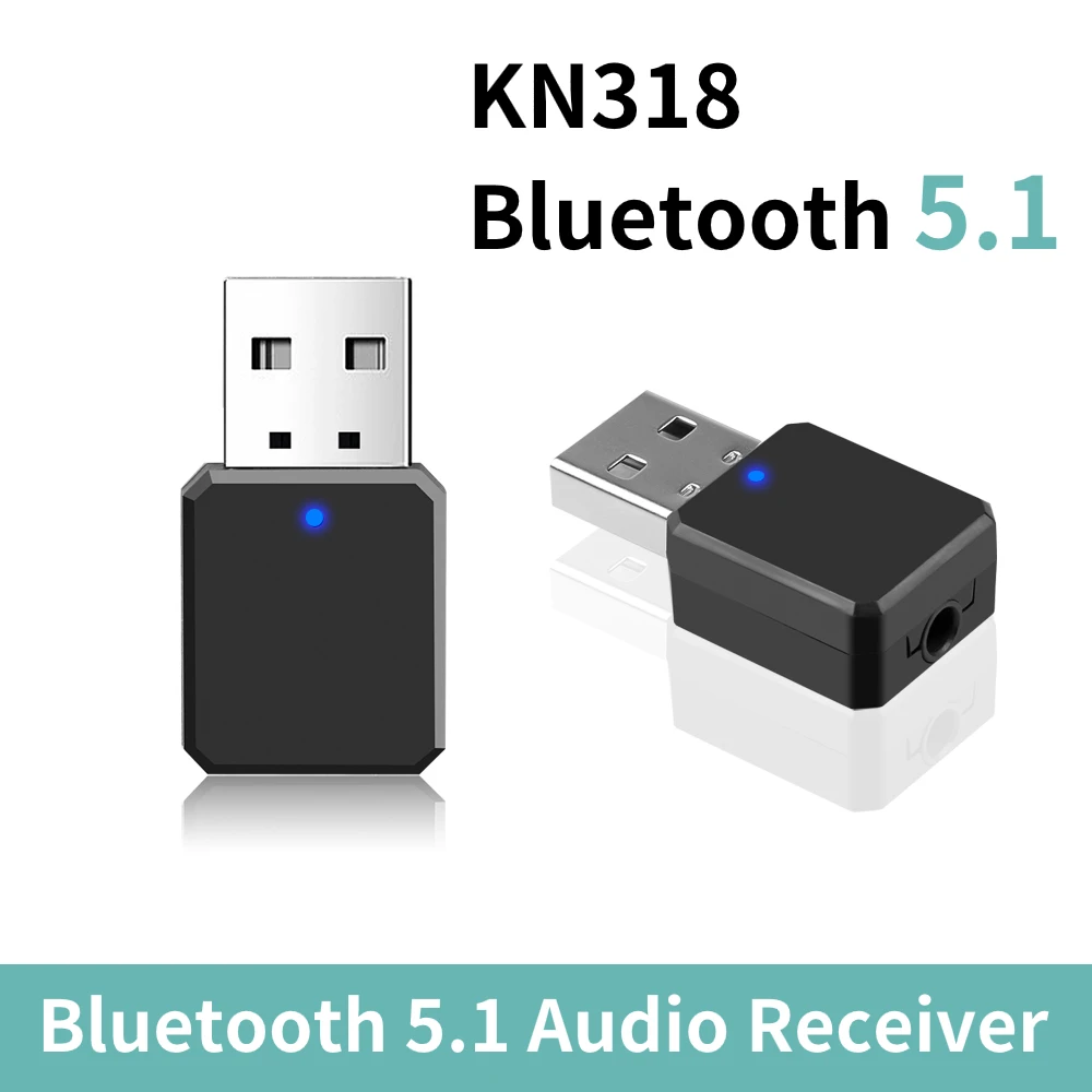 Аудиоприемник KN318, Bluetooth 5,1, AUX, USB, двойной выход, стерео, автомобильный беспроводной адаптер громкой связи, видеоприемник, аудиоадаптер
