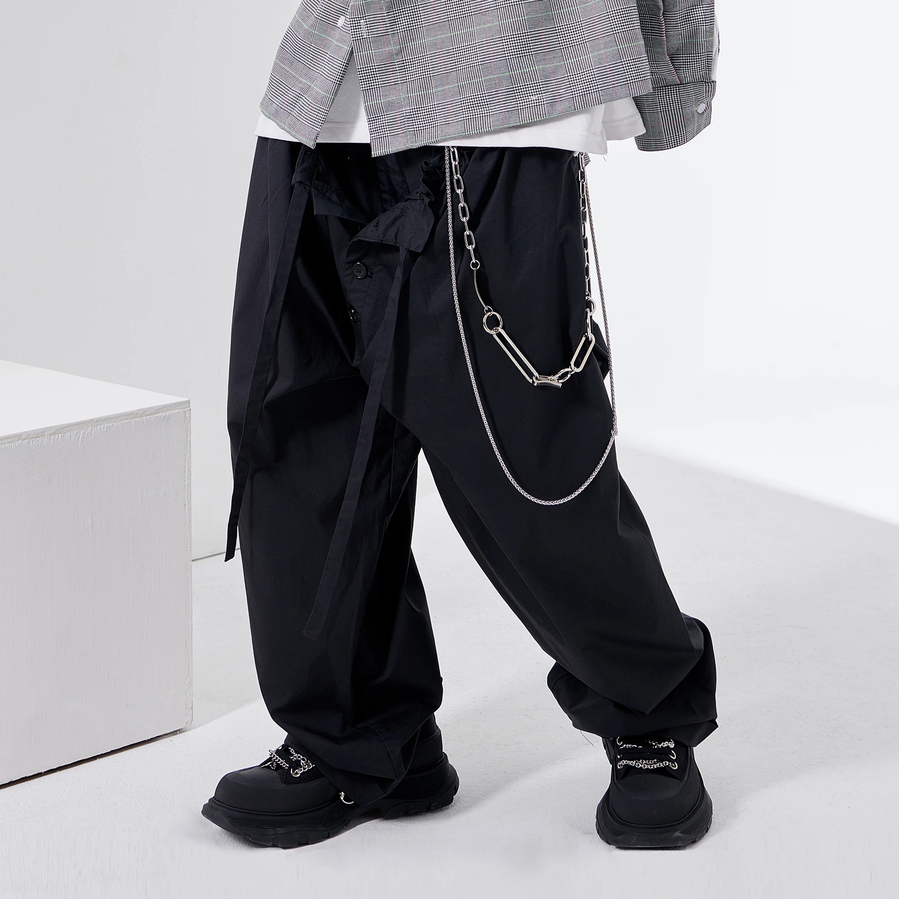 27-46 2022 NEW Men Women's Clothing Hip Hop Fake Two Piece Streamer Deconstructed Slacks Overalls Pants Plus Size Costumes