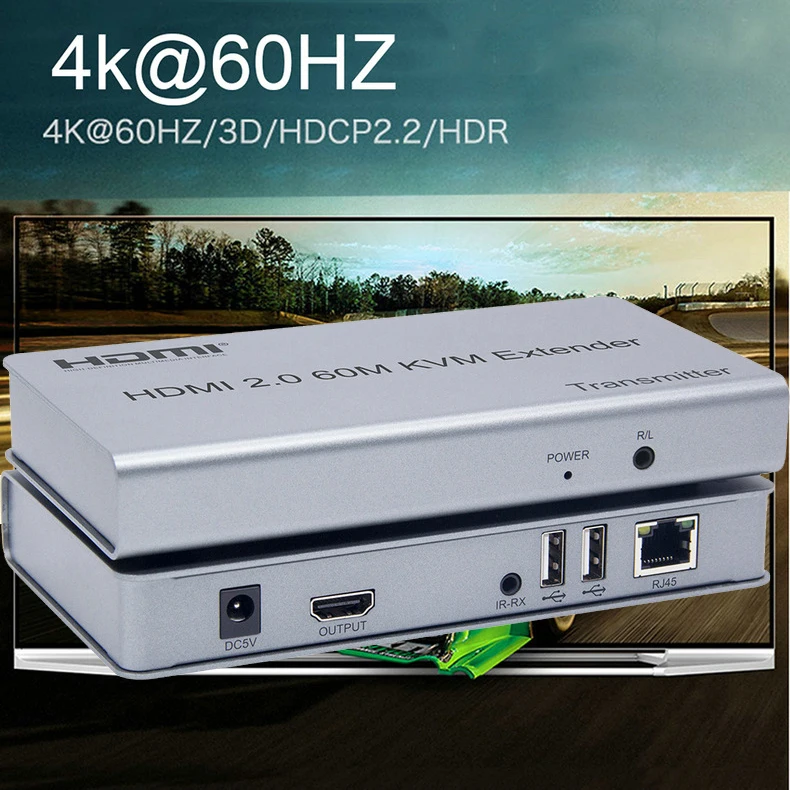 4K 60 Гц HDMI 2,0 квм удлинитель 60 м HDMI USB удлинитель через Ethernet CAT5e/6 1080P HDMI удлинитель с поддержкой USB мыши клавиатуры
