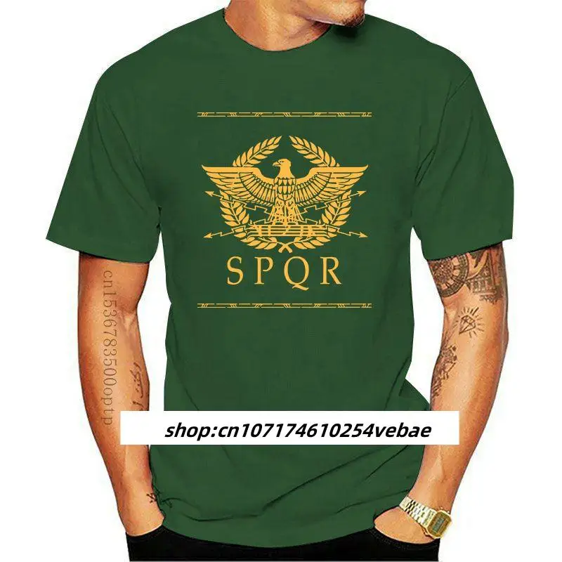 

Kaus Pria SPQR Kekaisaran Romawi Baru Pakaian Jalanan Musim Panas Kaus Pria Kustom Lengan Pendek Katun Ukuran Plus