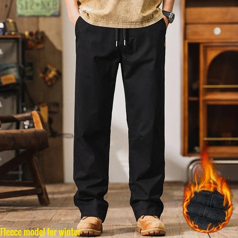 MAINKUL Мужские утепленные брюки карго из хлопка