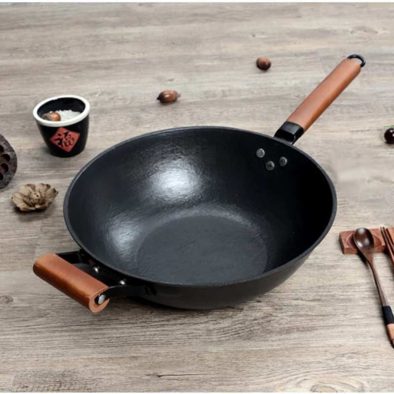 

Cast Iron Wok Non Stick Pan Cauldron Cooking Pot Chinese Wok Chino Chines Original Cooker Cocina Utensils for Kitchen Cookware