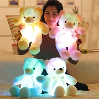 bow tie teddy bear luminous bear ragdoll plush toy built in led seven color lights luminous function small size