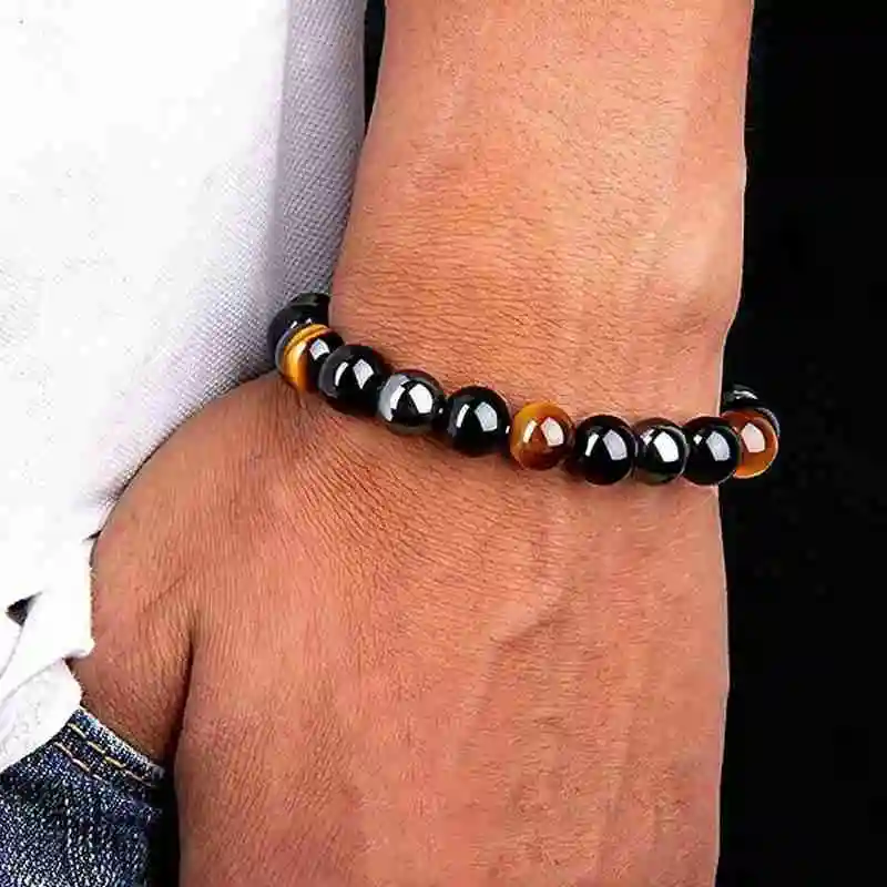 10/8/6MM Anti Swelling Black Obsidian Slimming Bracelet for Women Men Yoga Energy Prayer Beads String Jewelry Bracelets Gifts images - 6