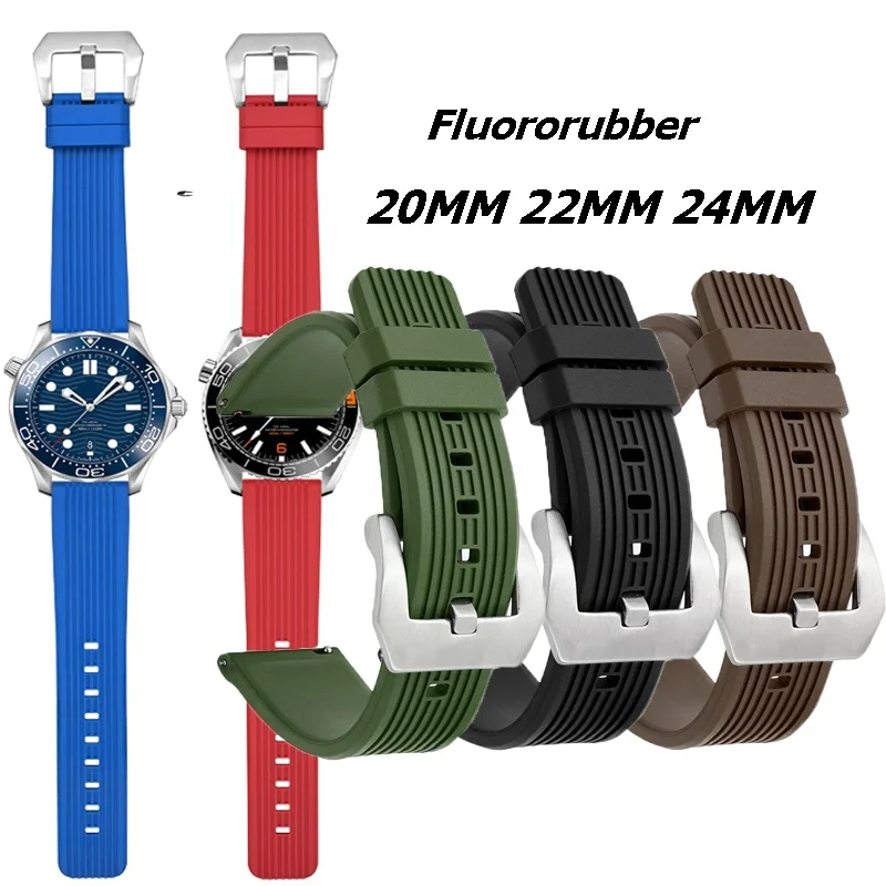 Ремешок резиновый FKM для мужских и женских смарт-часов водонепроницаемый