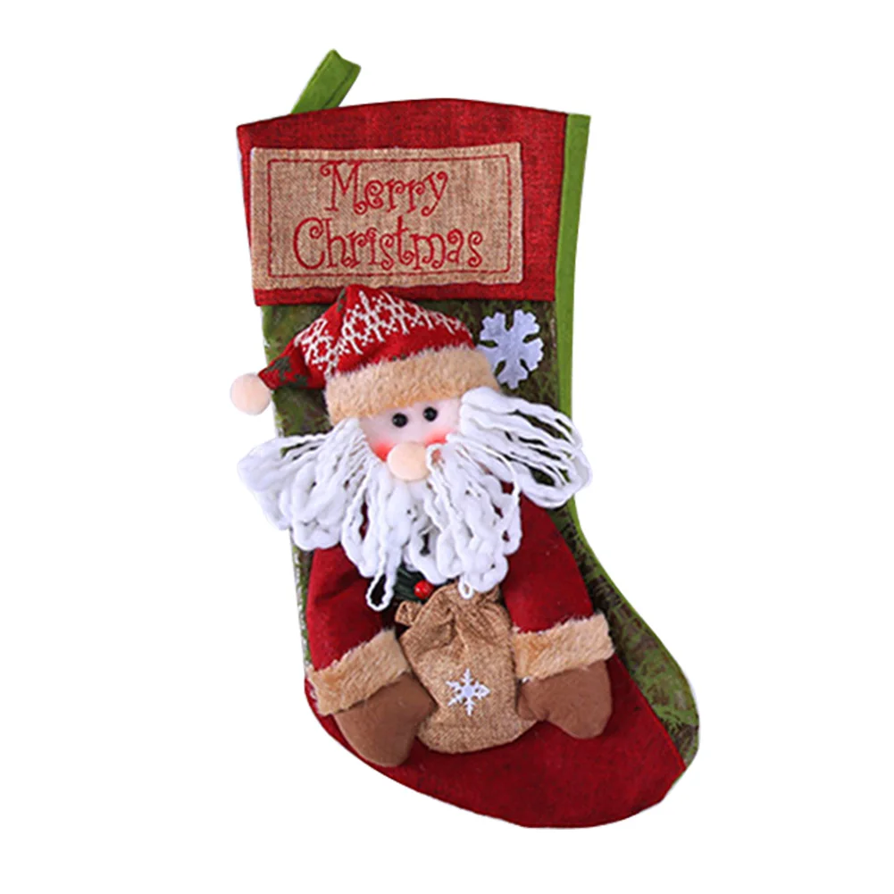 

Santa Claus Snowman Socks Christmas Gift Pendant Decor Candy Bag Xmas Present Hanging Sock Santa Claus Snowman Stocking