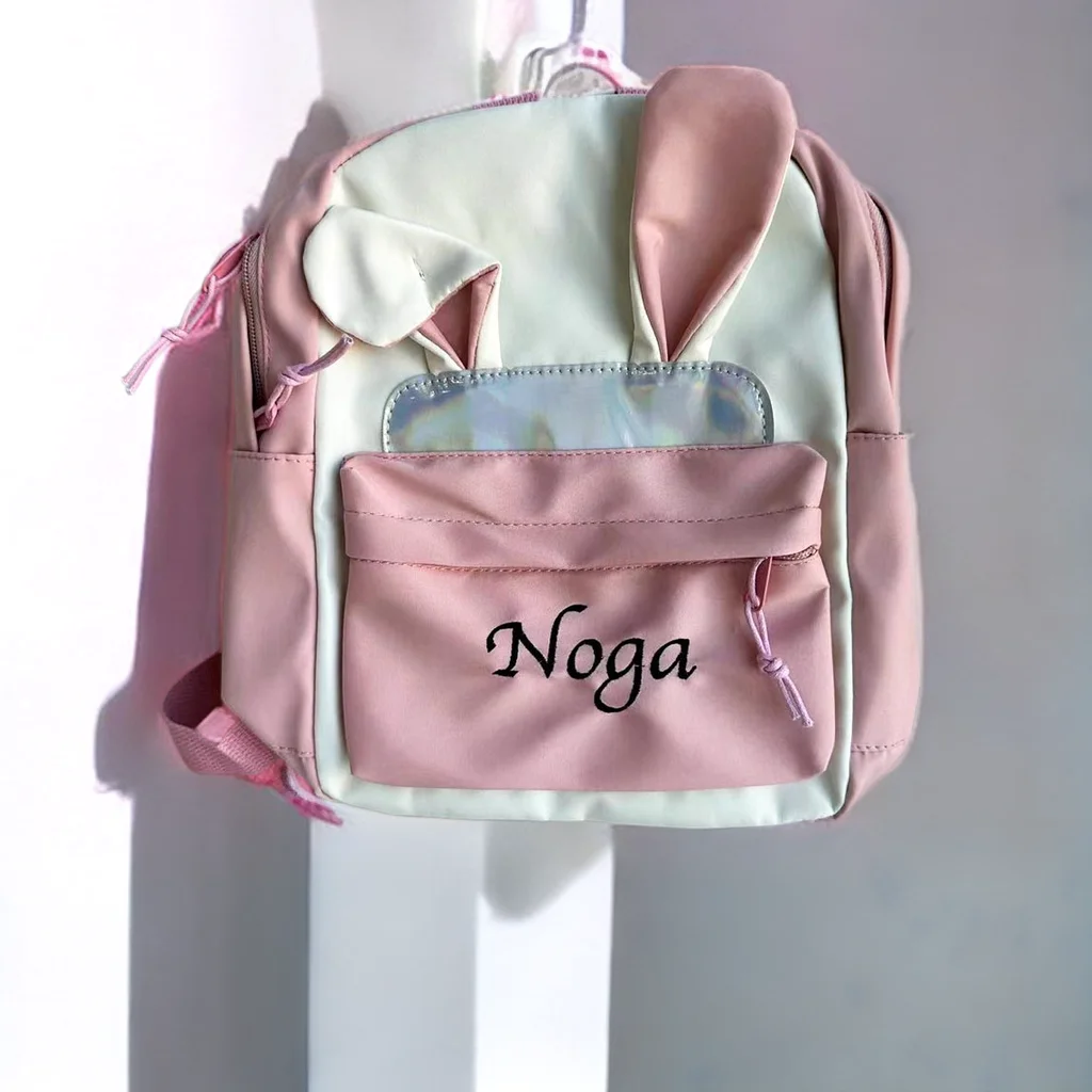 

Little Boys Girls Bunny Ear Backpack Embroidered Name Kindergarten Schoolbag Personalized Children's Day Gift Bag with Names