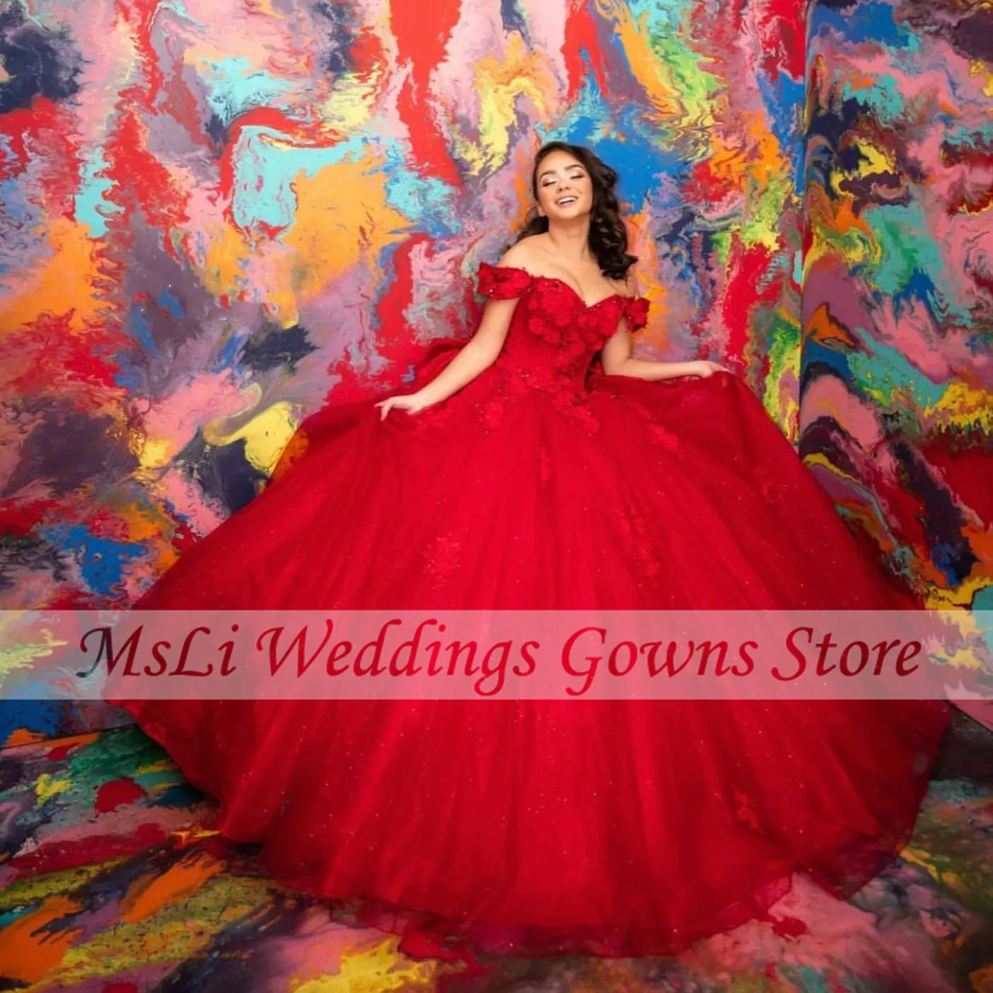

Sparkly Red Quinceanera Dresses For Sweet 16 Girls Appliques Sequined Ball Gown 15 Birthday Party Prom Dress فساتين السهرة