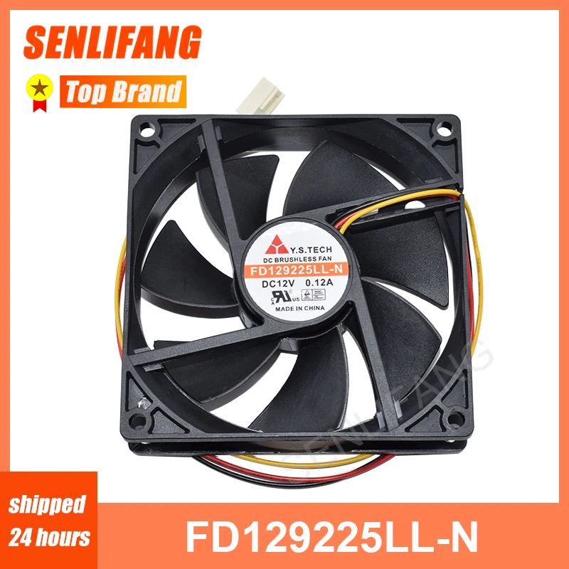 Новинка для Y.S TECH FD129225LL-N DC 12 В 0.12A 90x90x25 мм 3-проводной серверный охлаждающий вентилятор