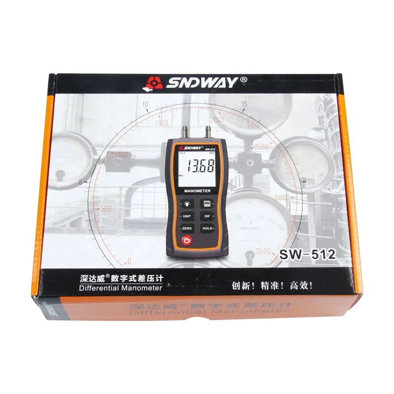 SNDWAY Portable LCD Display Digital Differential Manometer Air pressure Gauges Meter enlarge