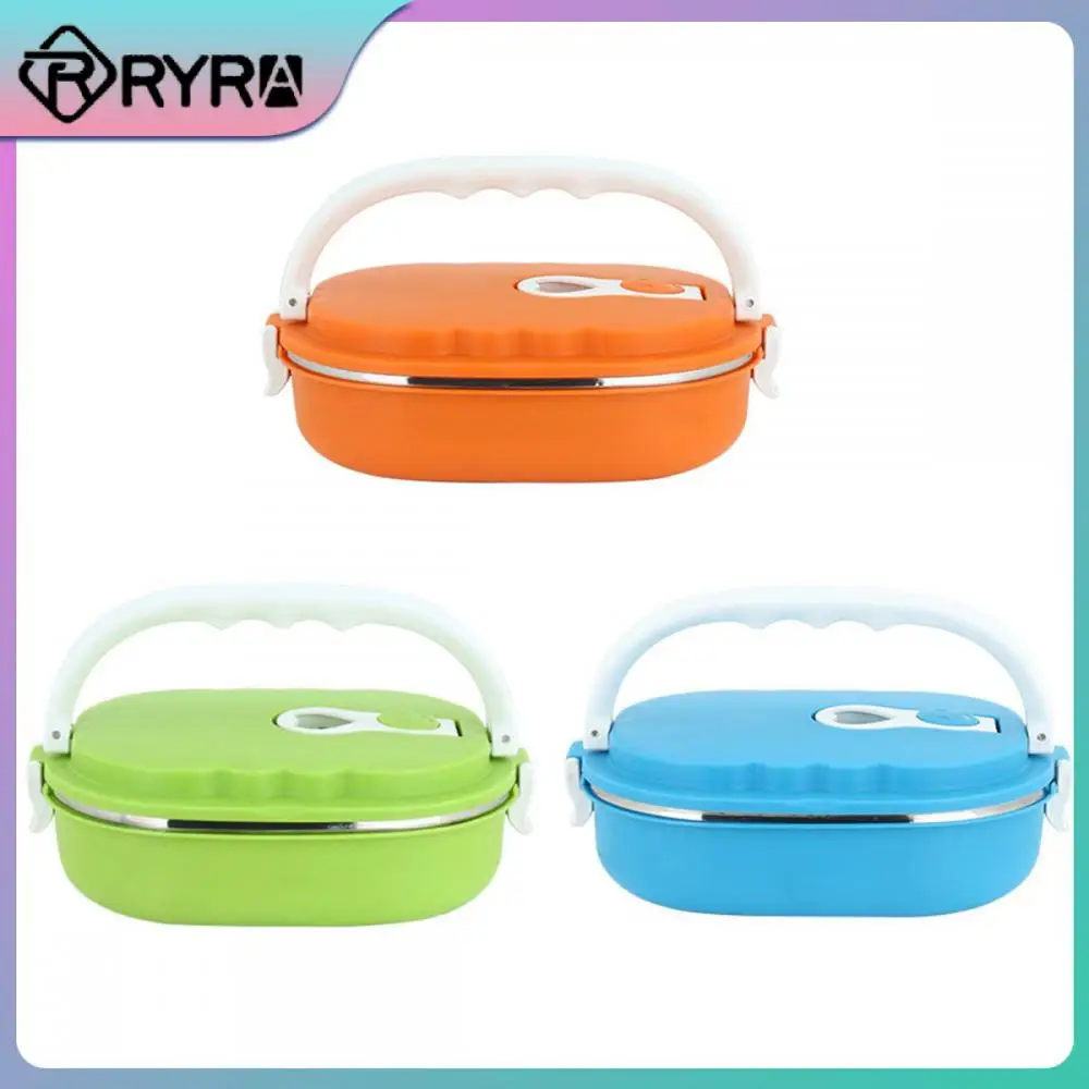 

Stainless Steel 900ml Lunch Box Insulated Thermal 2-layer Snack Food Storage Box For Kids Women Men