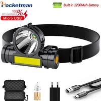 usb rechargeable with built in 18650 battery 3 mode lighting headlamp portable flashlight lantern xpecob led camping headlight