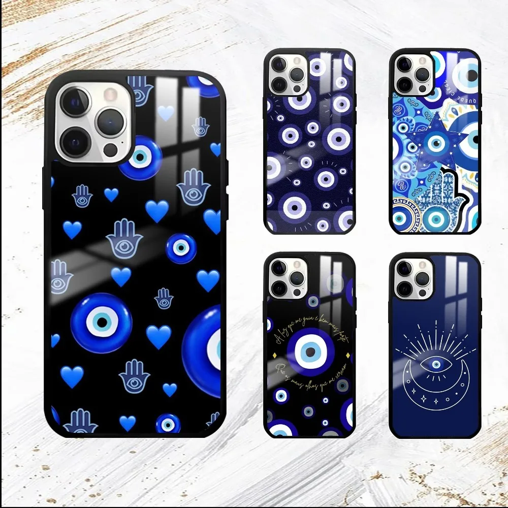 Blue Eye Nazar Boncugu Evil Phone Case For iPhone 16 15 14 13 12 11 Pro Max Plus Mini PC Fashion High Quality mirror phone case