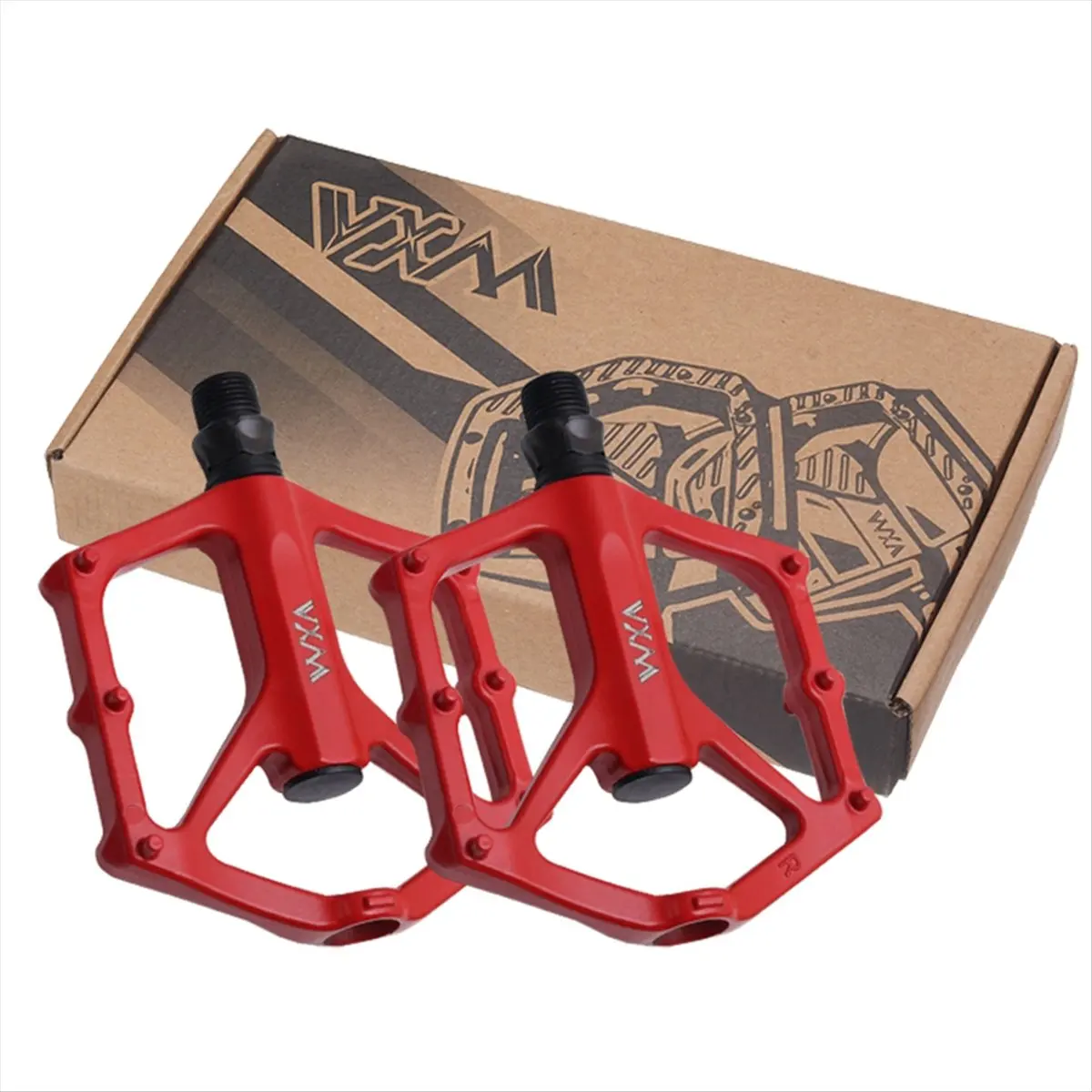 Фото Велосипедные педали ABXY, 2 шт., сверхлегкие, для BMX, MTB, шоссейных велосипедов, нескользящие, из алюминиевого сплава, красные №2