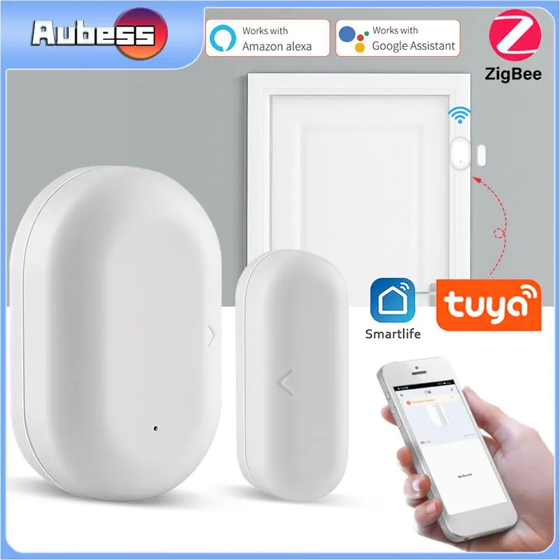 

Tuya App Door Gate Sensor Battery Powered Smart Window Sensor Real-time Remote Monitoring Wireless Window Door Detector