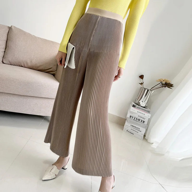 Miyake pleated wide-leg pants drape trousers women's high waist cover buttocks thin solid color summer new loose casual pants